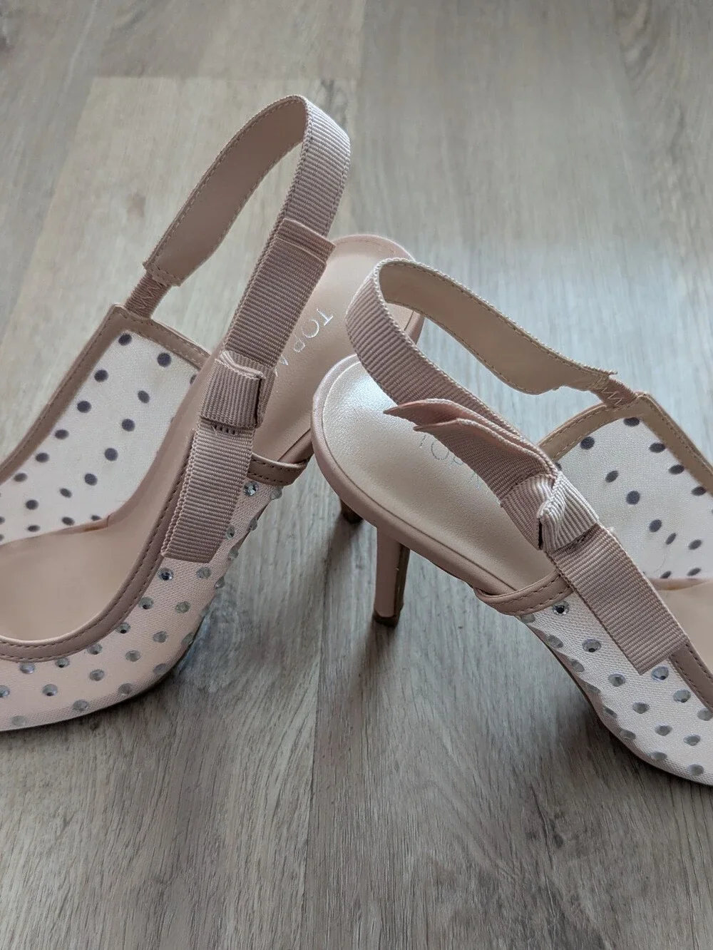 Nude Sparkle Rhinestone Bling Pointed Slingback Pumps/Heels with Crystal Accents